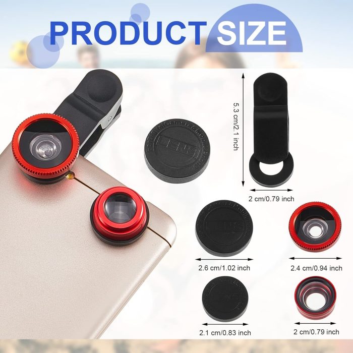 2 Pack Universal 3 in 1 Camera Lens Kit Phone Camera Shot Clip Fisheye Macro Wide Angle Lens Cell Phone Shot Attachments Compatible with Most Smartphones for Video, Live Show, Vlog - Image 2