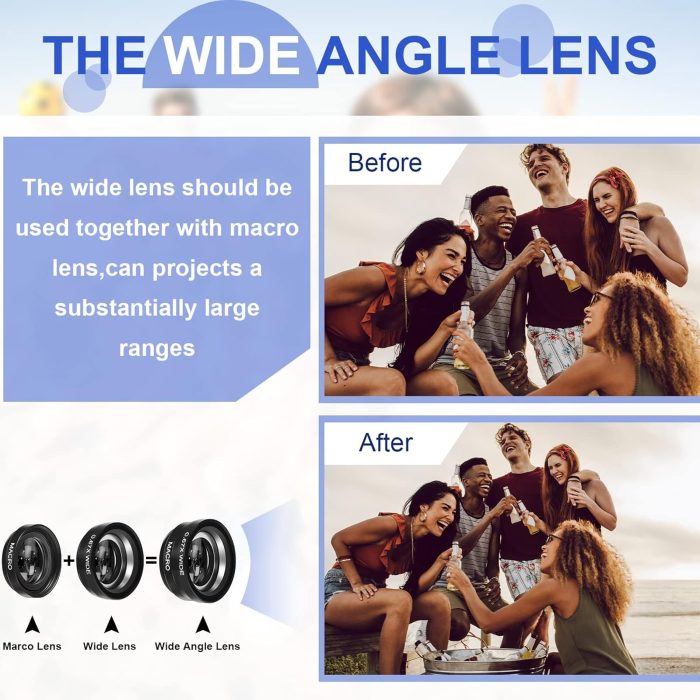 2 Pack Universal 3 in 1 Camera Lens Kit Phone Camera Shot Clip Fisheye Macro Wide Angle Lens Cell Phone Shot Attachments Compatible with Most Smartphones for Video, Live Show, Vlog - Image 5