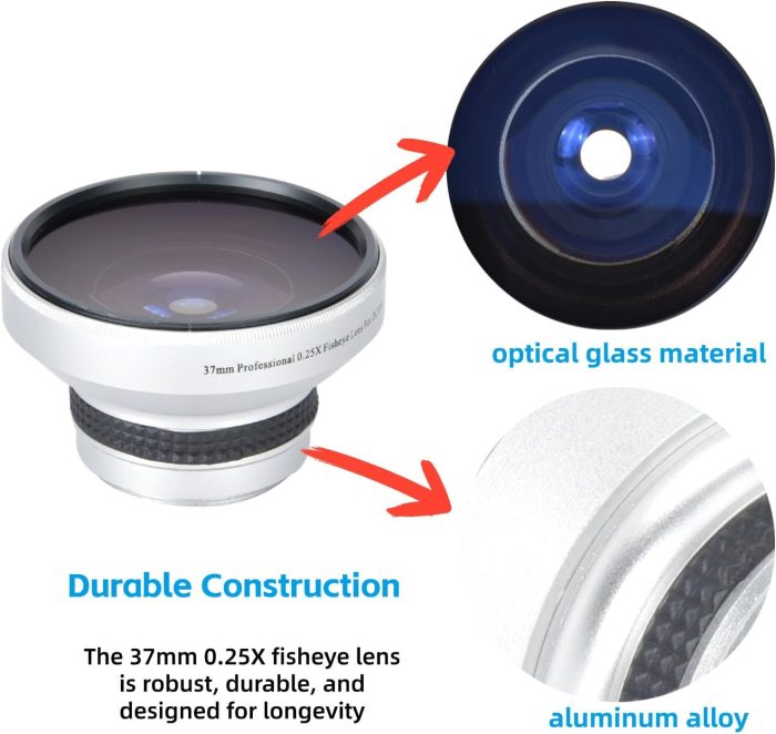 37mm 0.25X Super Fisheye Additional Lens, Macro Close Up Shooting, Made of Aluminum Alloy Optical Glass, Suitable for 37mm Caliber Camera Lenses - Image 5