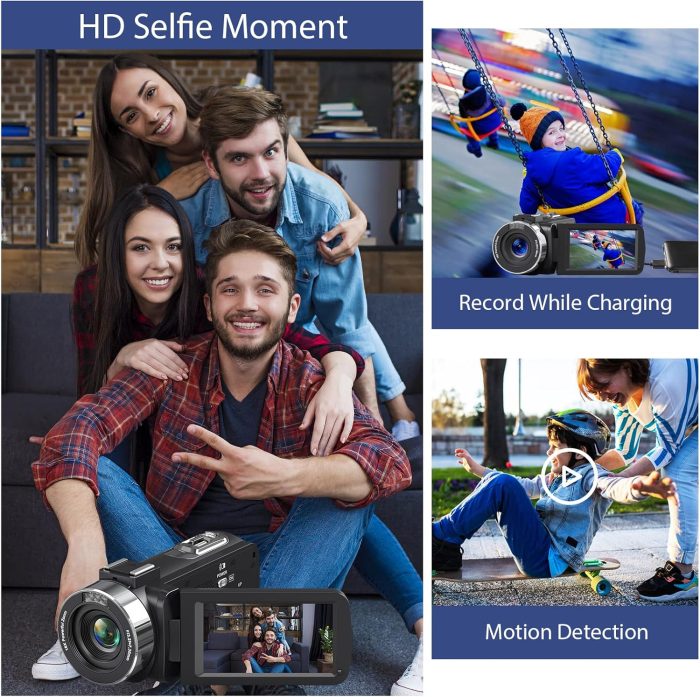 4K Video Camera Camcorder Ultra 44MP Vlogging Camera for YouTube 18X Digital Zoom Camcorder 3.0" IPS Screen IR Night Vision with External Mic, Controller, 2 Batteries and 32G SD Card - Image 4