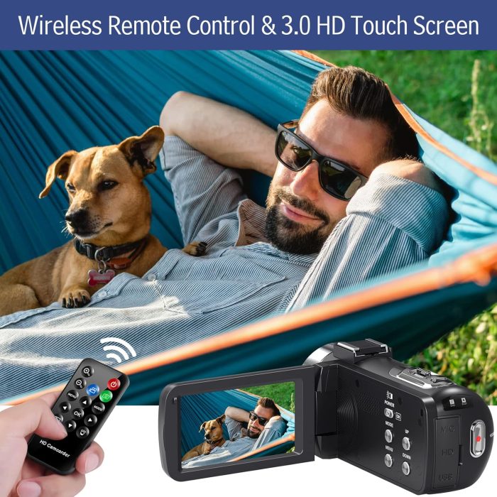 4K Video Camera Camcorder Ultra 44MP Vlogging Camera for YouTube 18X Digital Zoom Camcorder 3.0" IPS Screen IR Night Vision with External Mic, Controller, 2 Batteries and 32G SD Card - Image 5